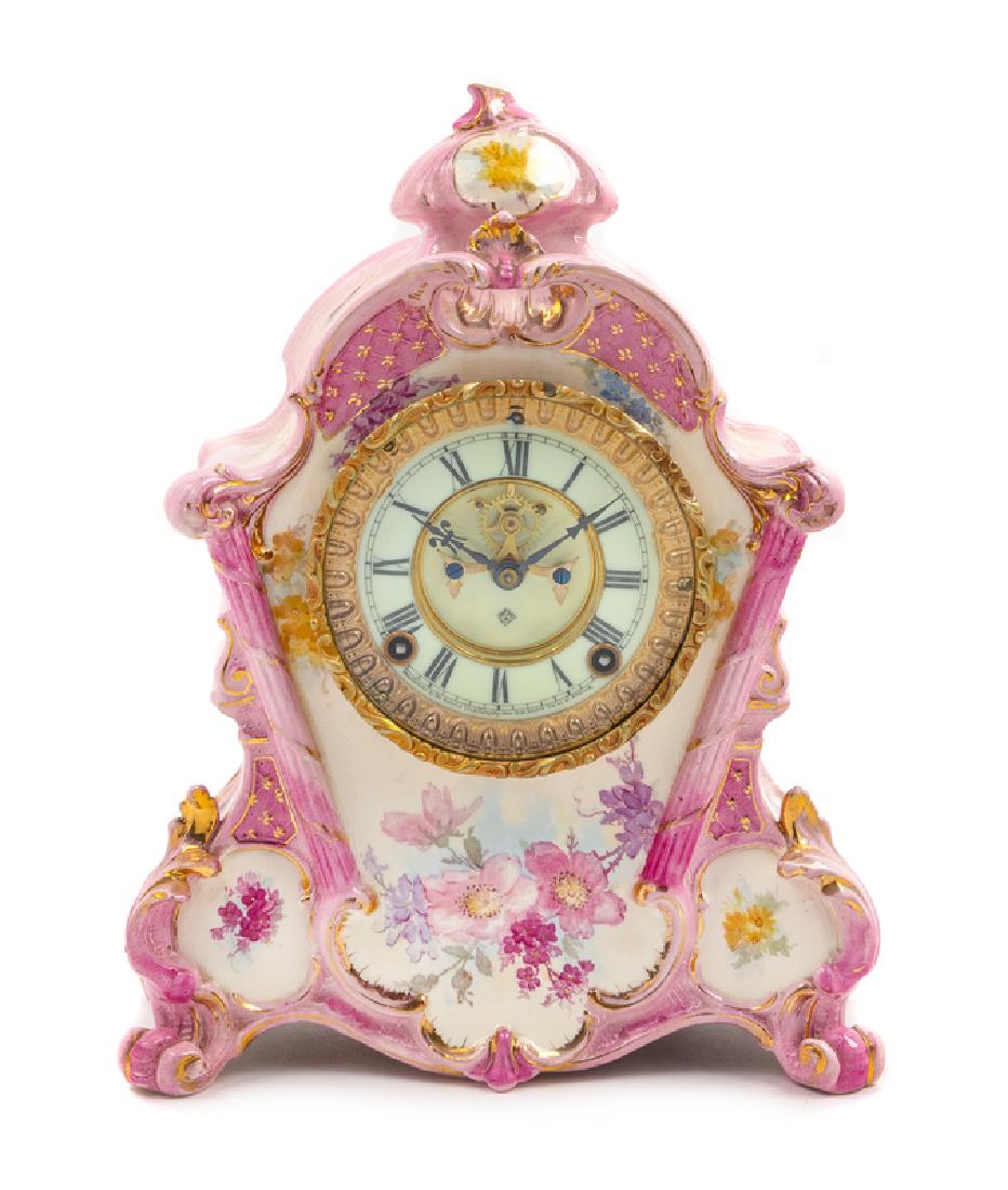A Royal Bonn Porcelain Mantel Clock MOVEMENT BY (1 of 1)