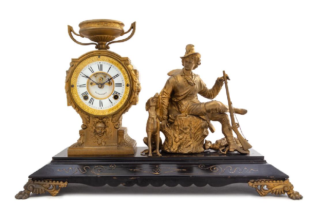 An American Mantel Clock with Figural Decoration (1 of 1)