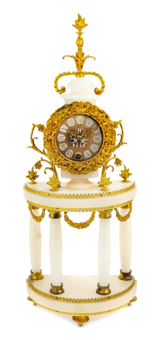 An Italian Gilt Metal and Hardstone Mantel Clock (1 of 1)