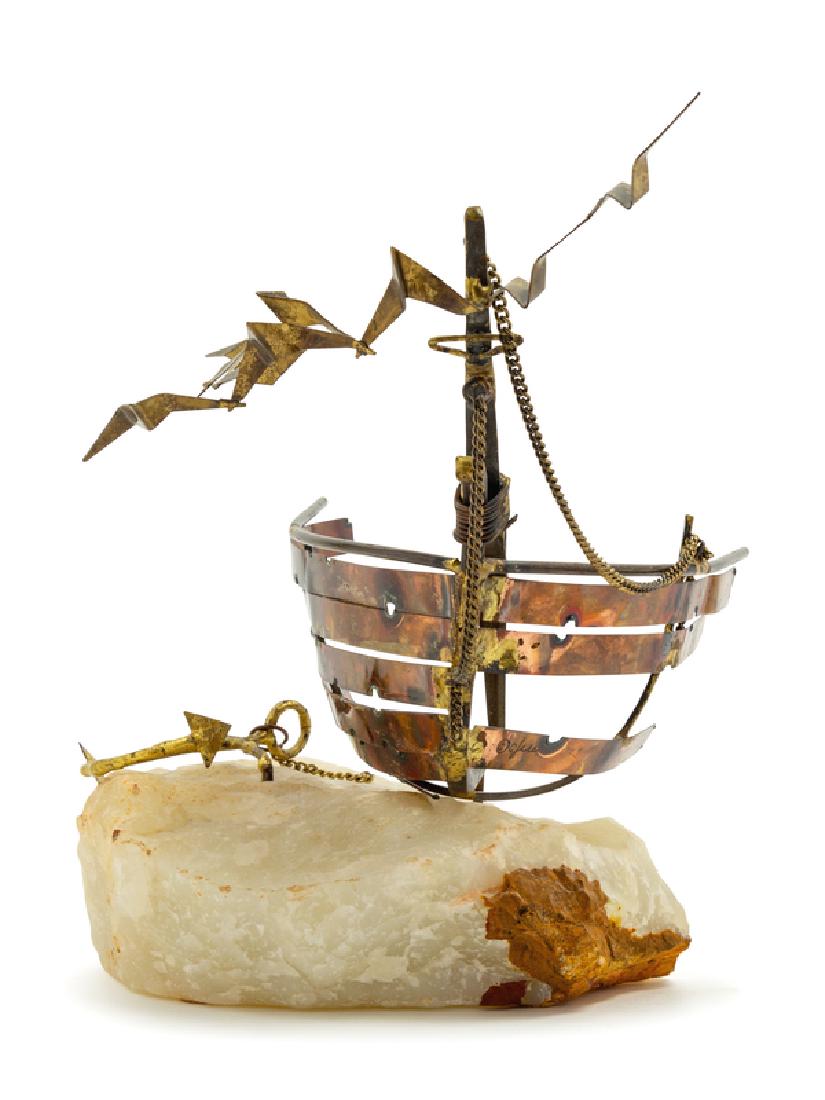 Curtis Jere (American, 1910-2008) : Curtis Jere (American, 1910-2008) Shipwrecked Boat mixed media signed C. Jere Height 9 1/2 inches.