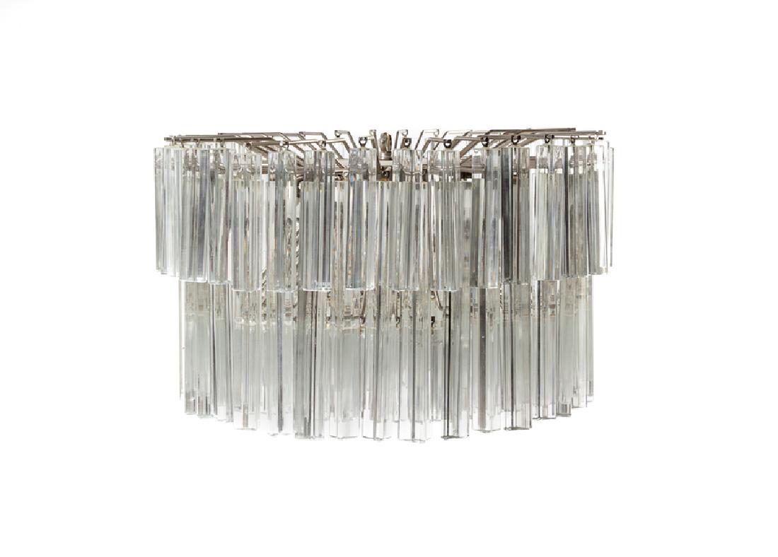 Venini Italy, Mid 20th Century Ceiling: Venini Italy, Mid 20th Century Ceiling Fixture cut glass, steel Diameter approximately 21 inches.