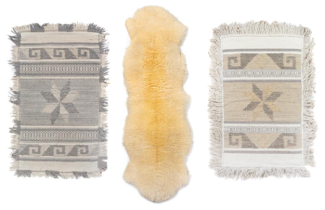 A Group of Handwoven Textiles and a Lambskin Rug (1 of 1)