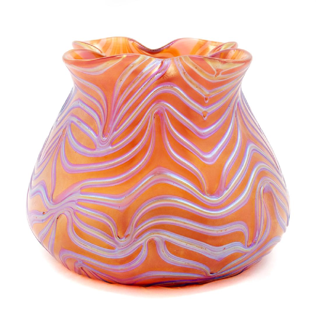 Style of Loetz Austrian an iridescent: Style of Loetz Austrian an iridescent glass vase unmarked Height 4 3/4 inches. Provenance: Property from a Private Collection, Spooner, Wisconsin