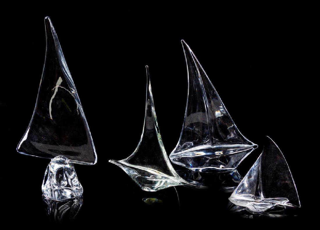 A Group of Four Glass Sailboats comprising a Val (1 of 1)