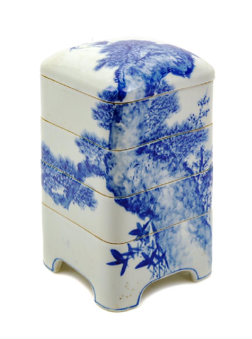 A Japanese Blue and White Porcelain Stacking Box (1 of 3)