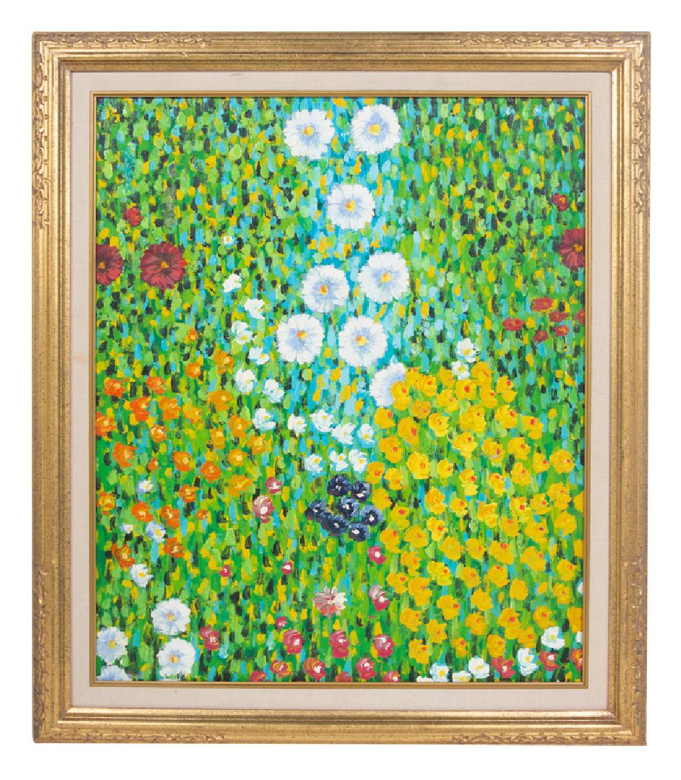 Continental School (20th century): Continental School (20th century) Flowers oil on canvasboard 24 x 20 inches.