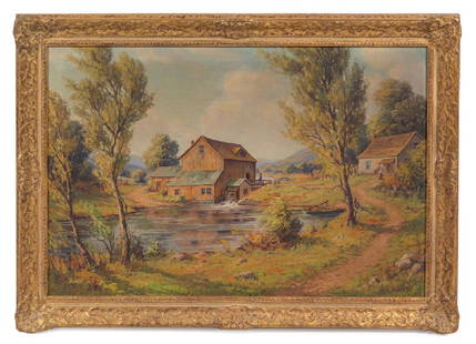 Ellis William Roberts(British, 1860-1930)Country: Ellis William Roberts (British, 1860-1930) Country Farmoil on canvas signed E. W. Roberts (lower right) 24 x 36 inches.