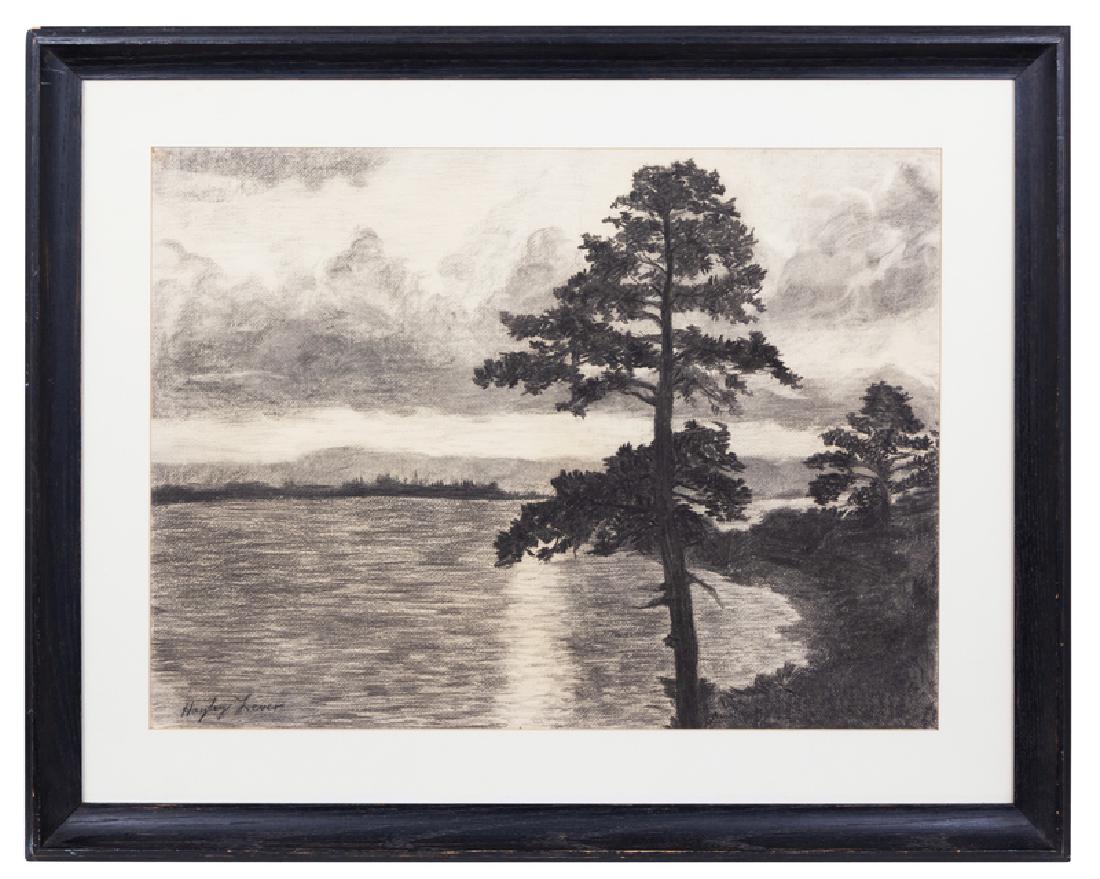 Hayley Lever(American, 1876-1958)A Lakeshore: Hayley Lever (American, 1876-1958) A Lakeshore Landscape charcoal on paper signed (lower left) 17 1/2 x 23 1/2 inches.