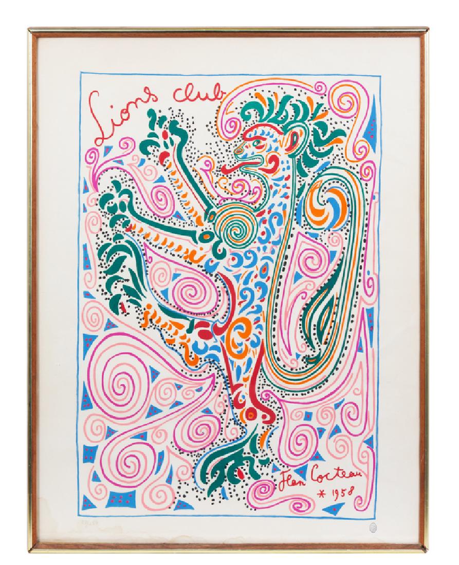 Jean Cocteau(French, 1889-1963)Lions Clubposter19 x 25: Jean Cocteau (French, 1889-1963) Lions Clubposter 19 x 25 3/4 inches.