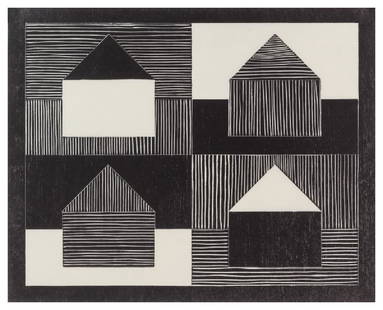 Jennifer Bartlett (American, b. 1941): Jennifer Bartlett (American, b. 1941) Black, Gray, White from the portfolio Art Pro Choice II, 1991 woodcut signed, numbered 125/125, and dated in pencil 16 x 20 inches.