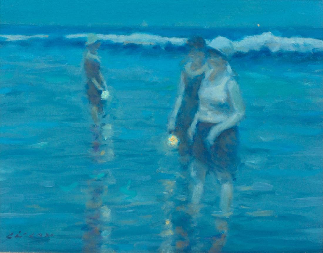 André Gisson (American, 1921-2003) Night Wading  oil on (1 of 1)