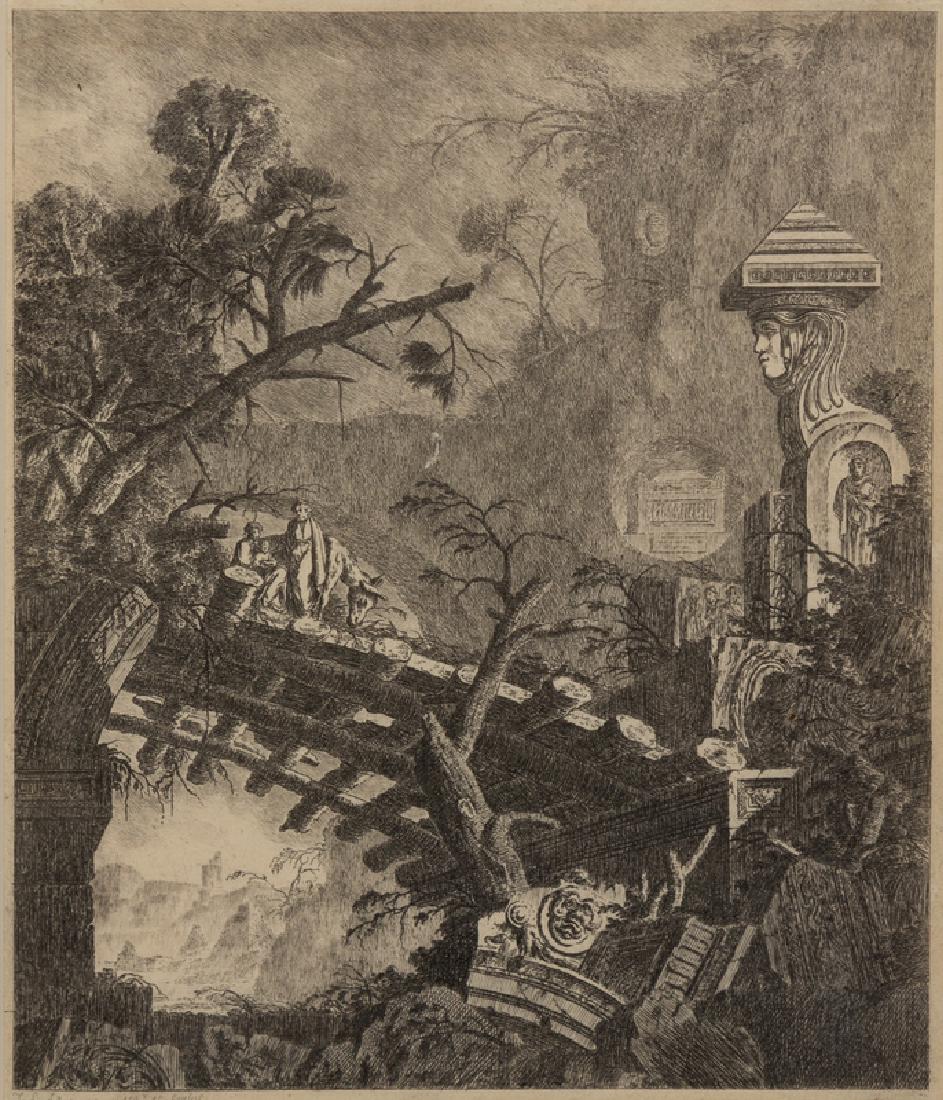 Jean-Laurent Legeay (French, 1710-1786) Flight into (1 of 2)