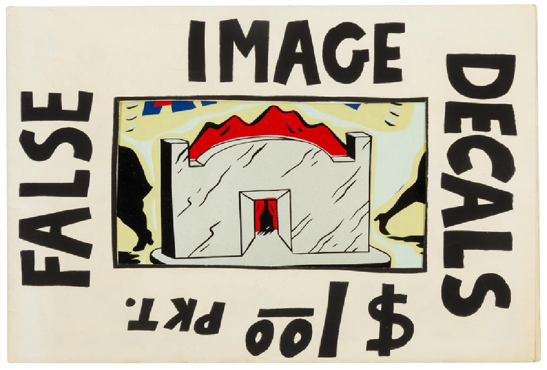 The False Image (Roger Brown, Eleanor Dube, Phil Hanson: The False Image (Roger Brown, Eleanor Dube, Phil Hanson and Christina Ramberg) (American, 20th Century) False Image Decals, 1969 commercially produced screenprints overall: 9 3/4 x 6 1/2 inches.
