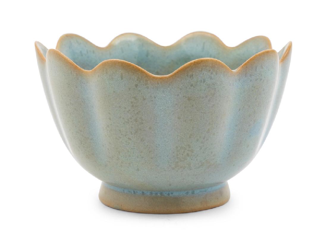 A Chinese Jun Blue Glazed Porcelain Lobed Bowl with (1 of 1)