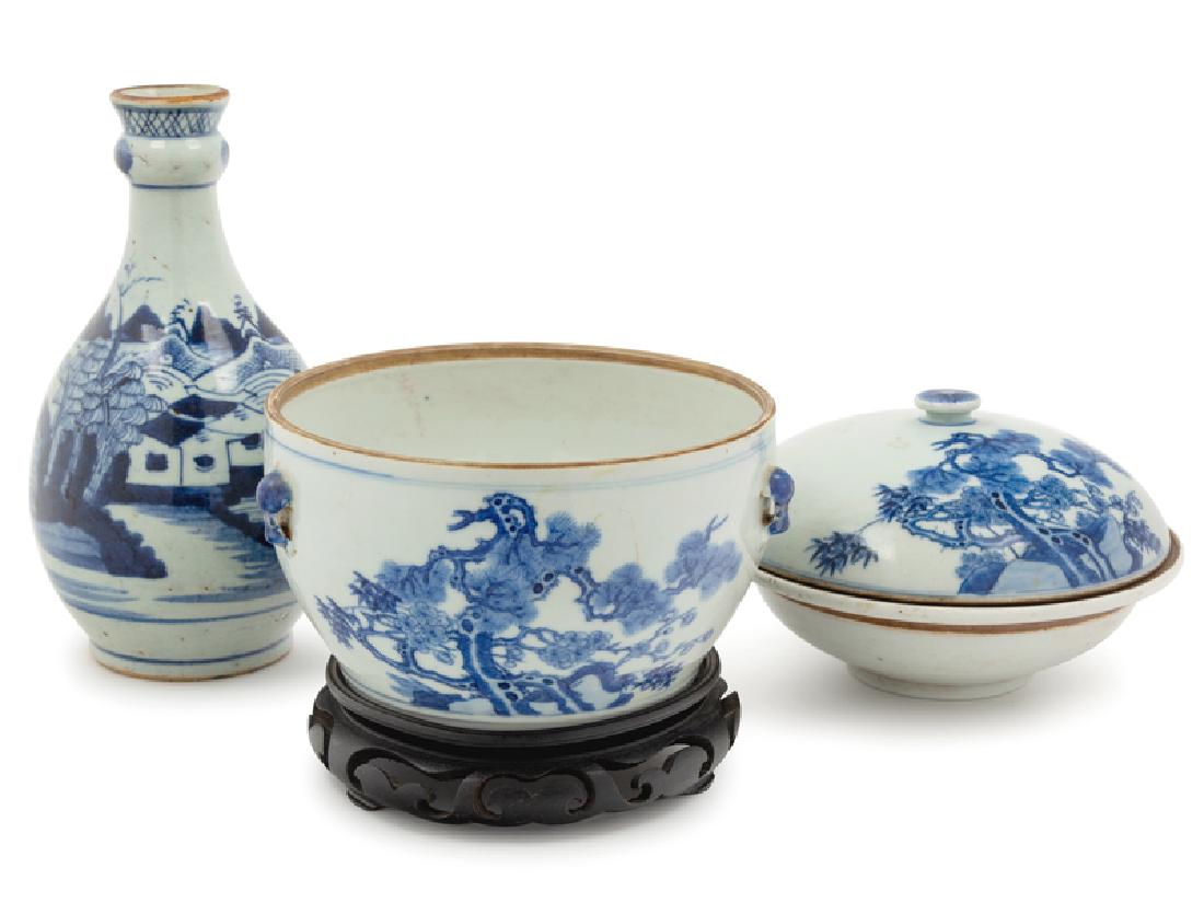 Three Chinese Blue and White Porcelain Articles (1 of 1)