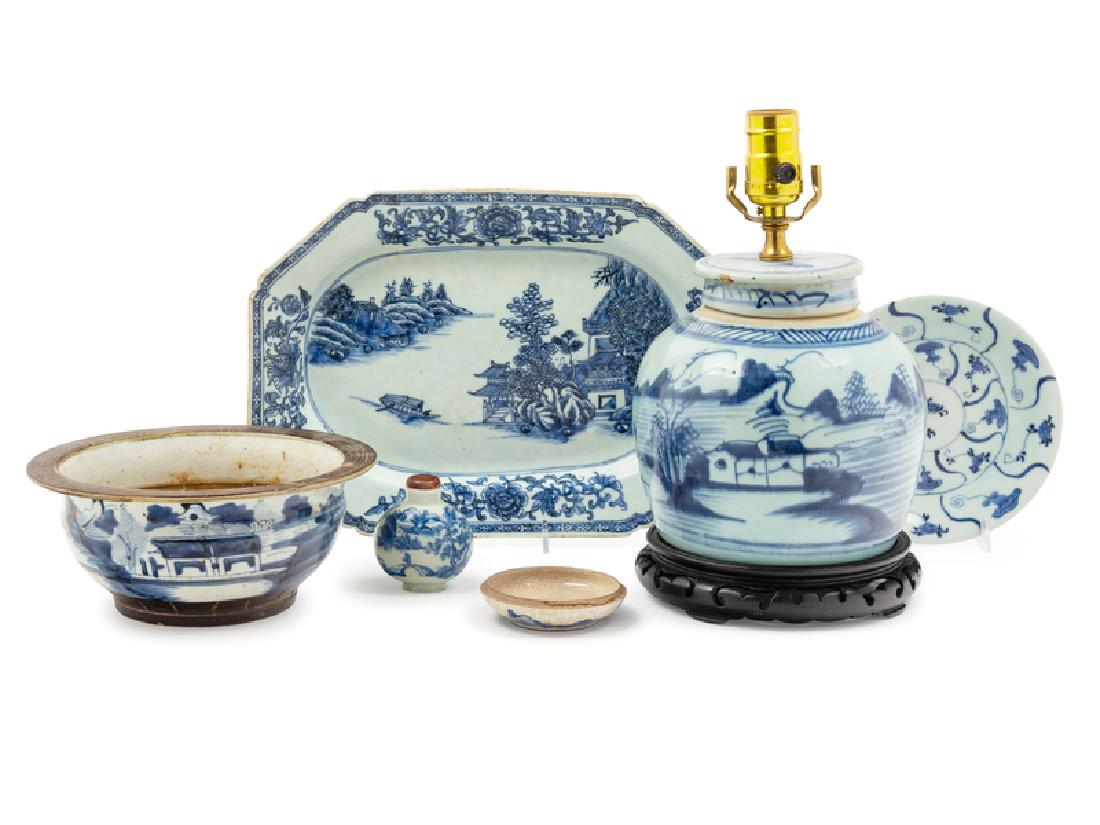Six Chinese Blue and White Porcelain Articles LATE (1 of 2)