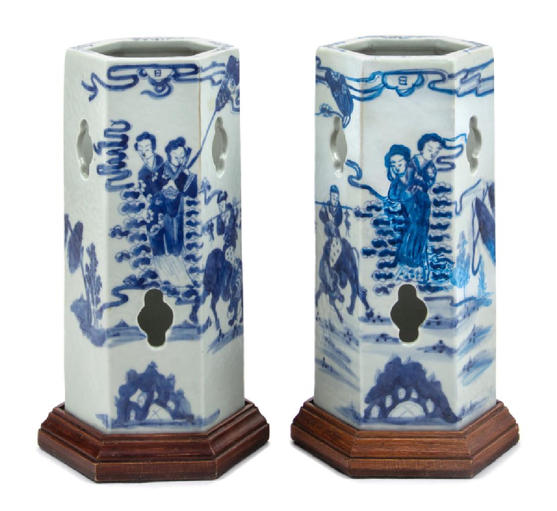 A Pair of Chinese Blue and White Porcelain Hexagonal (1 of 1)