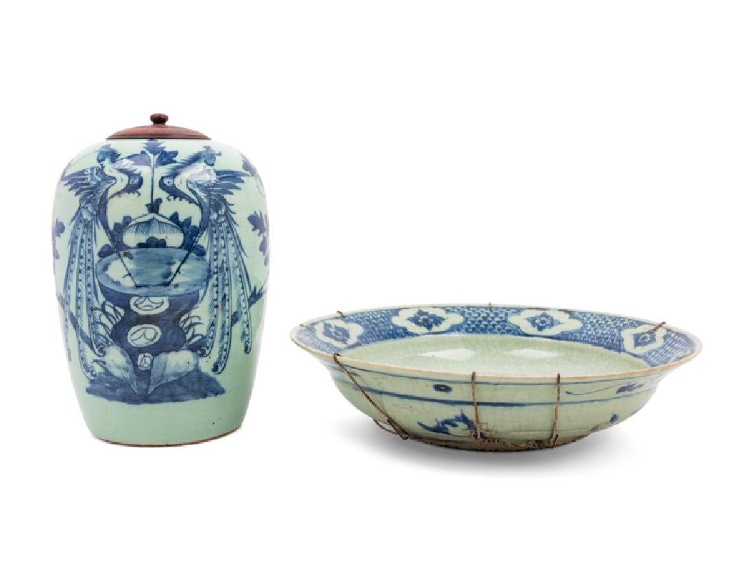 Two Chinese Blue and White Porcelain Articles LATE (1 of 1)