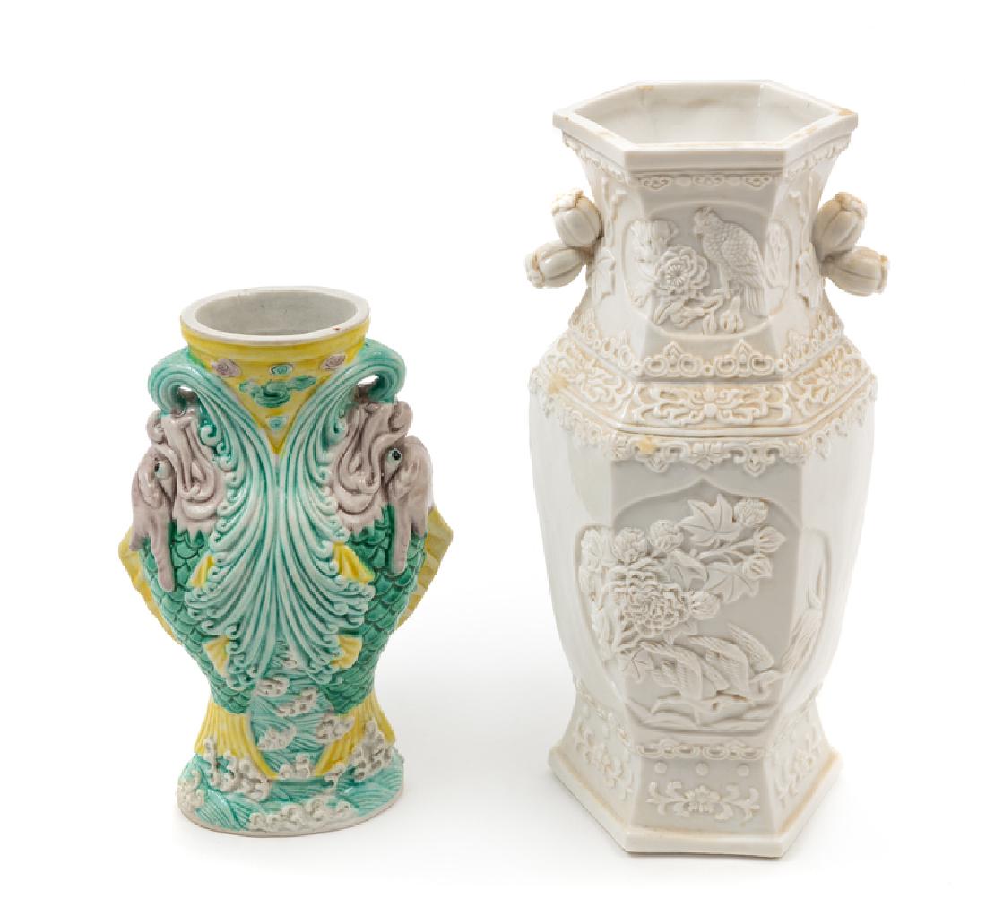 Two Chinese Biscuit Porcelain Vases LATE 19TH/EARLY (1 of 2)
