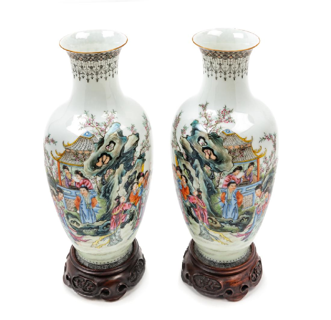A Pair of Chinese Polychrome Enameled Porcelain Vases (1 of 3)