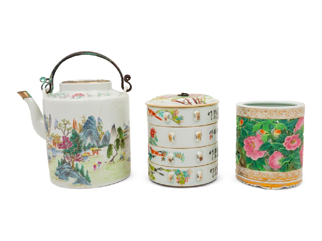 A Group of Three Chinese Famille Rose Porcelain (1 of 1)