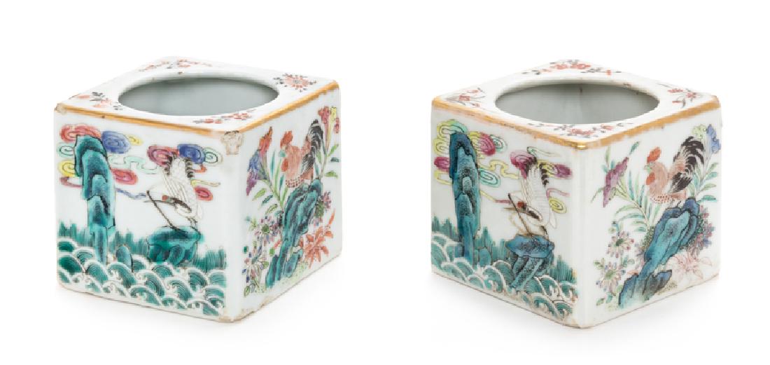 A Pair of Chinese Famille Rose Porcelain Square Brush (1 of 2)
