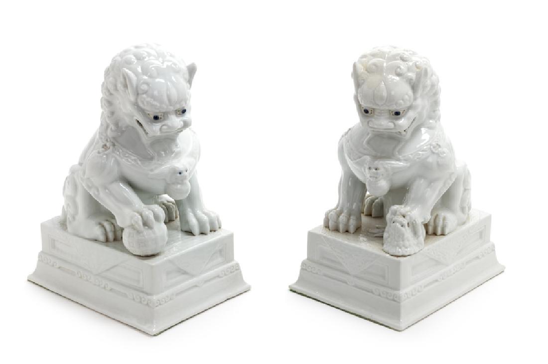 A Pair of Chinese Blanc-de-Chine Figures of Fu Lions (1 of 1)