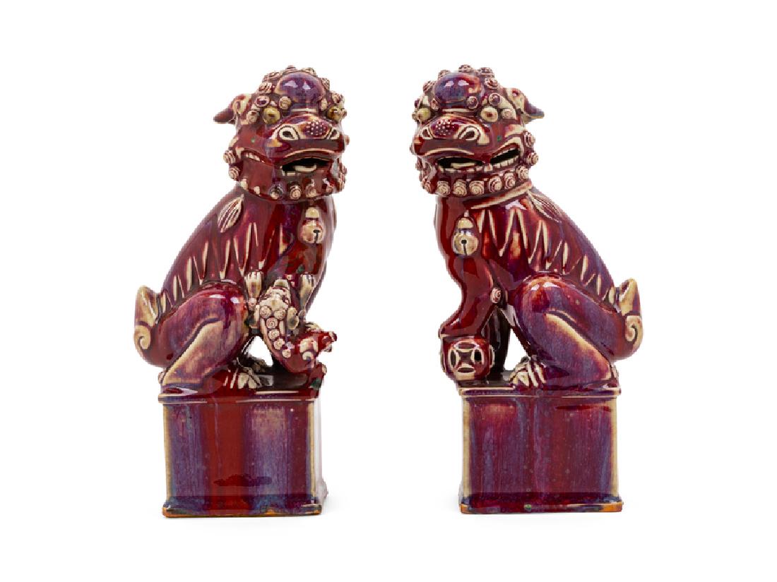 A Pair of Chinese Flambé Glazed Fu Dogs 20TH CENTURY (1 of 1)