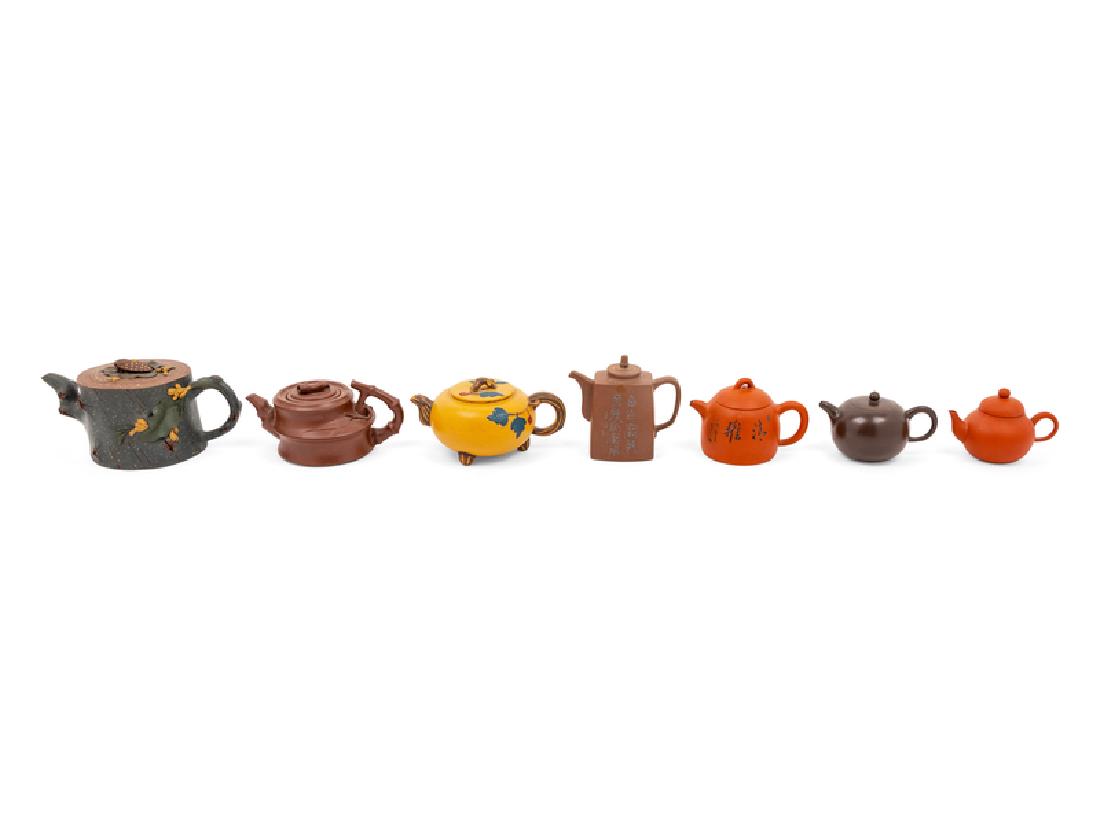 A Group of Seven Chinese Yixing Teapots comprising one (1 of 2)