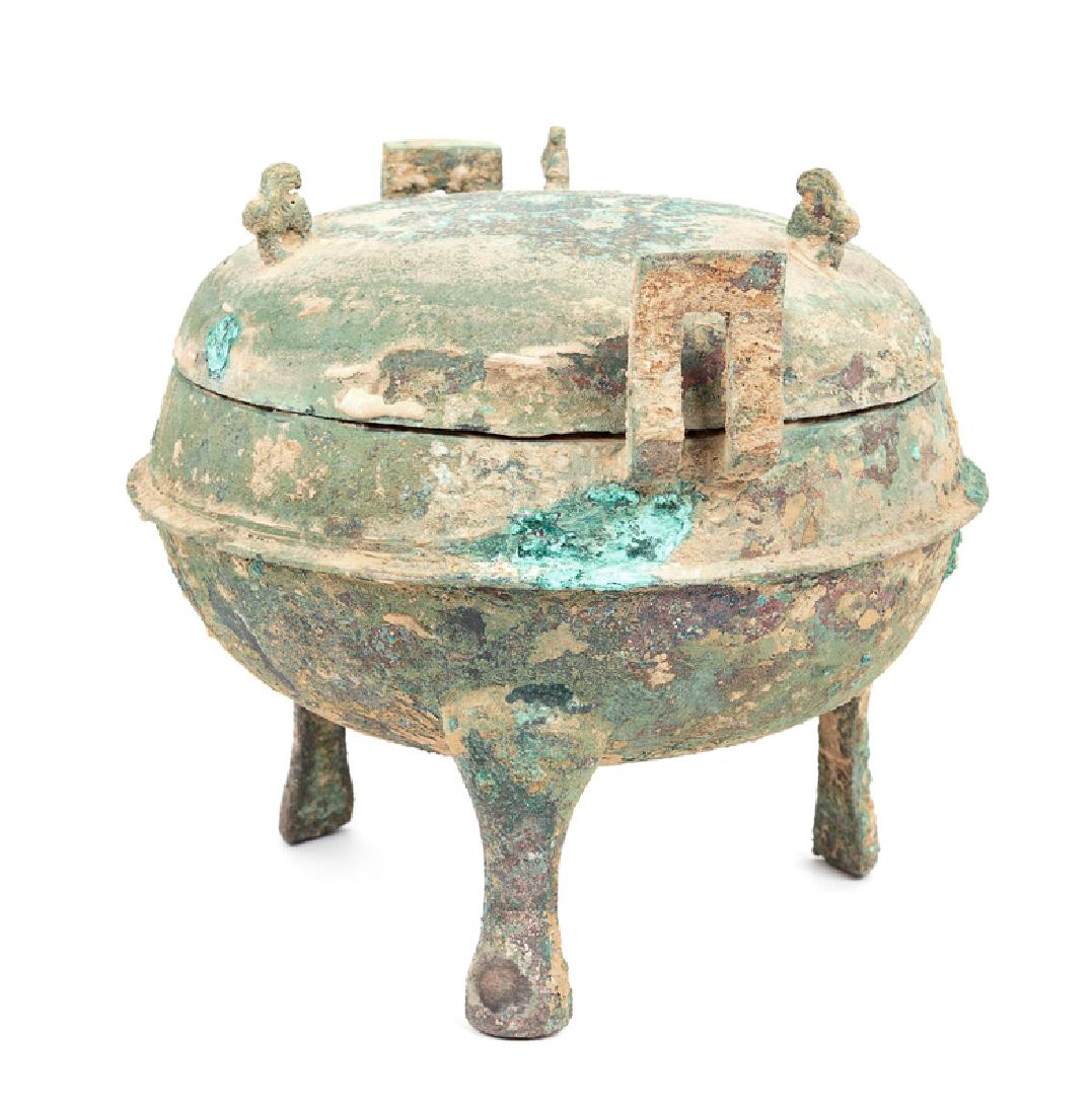 A Chinese Bronze Vessel and Cover, Ding the compressed (1 of 1)