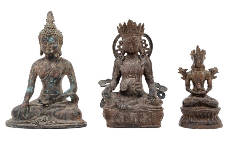 Three Chinese Bronze Figures Property from the (1 of 1)