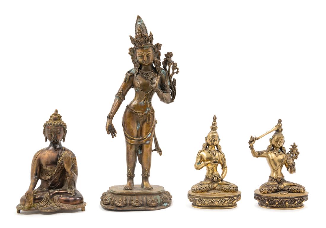 Four Sino-Tibetan Gilt Bronze Figures EARLY 20TH (1 of 2)