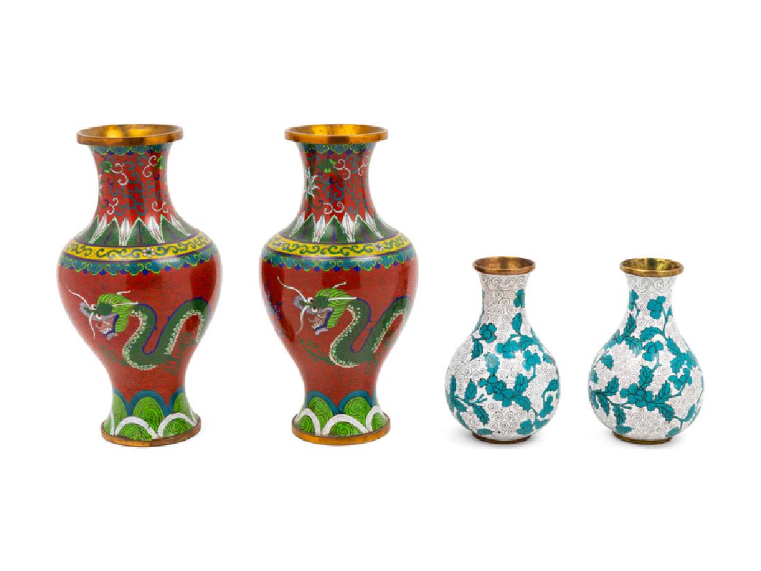 Two Pairs of Chinese Cloisonné Enamel Vases the first (1 of 1)