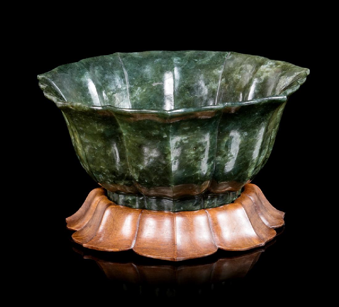 A Chinese Spinach Lobed Jade Bowl LATE 19TH/EARLY 20TH (1 of 1)