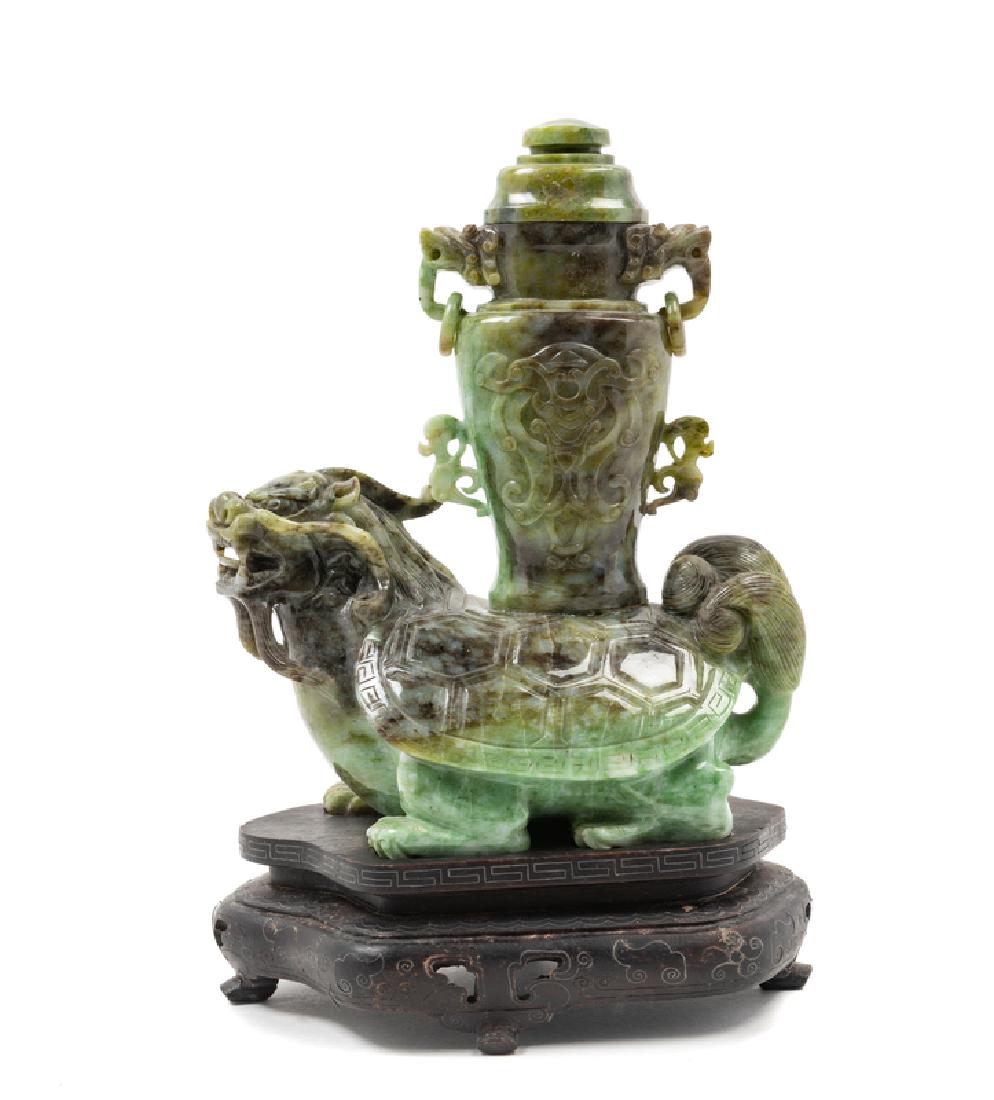 A Chinese Spinach Jade Covered Vase 20TH CENTURY (1 of 3)