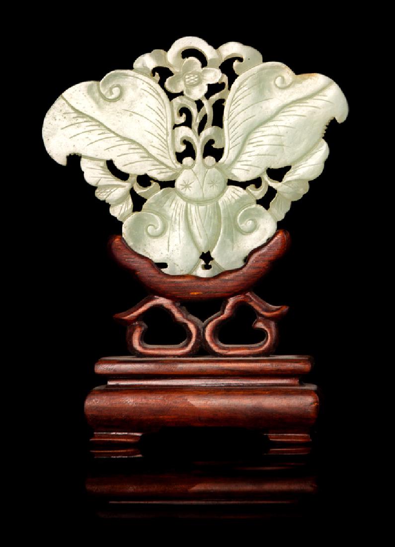 A Chinese Carved Celadon Jade Butterfly-Form Pendant (1 of 1)