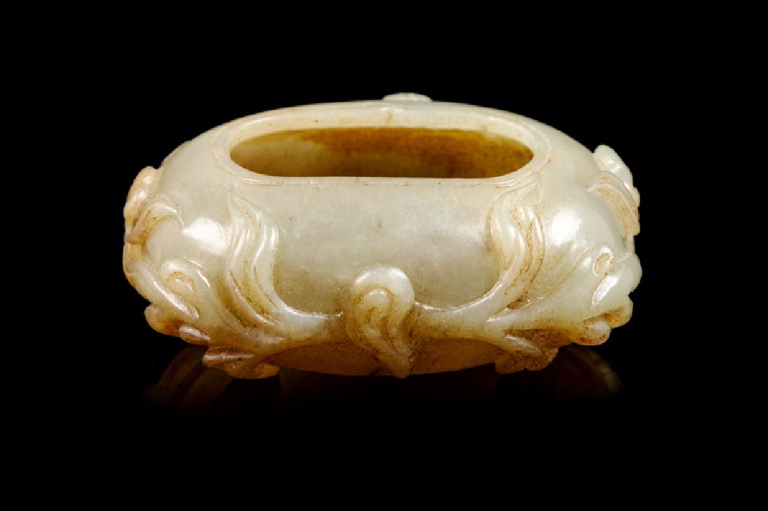 A Chinese Celadon Jade Water Coupe of oblong form with (1 of 2)