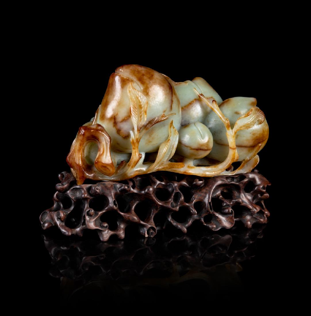 A Chinese and Celadon Jade Peach Group 20TH CENTURY (1 of 2)