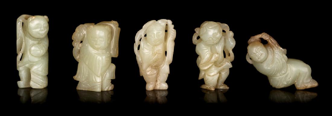 Five Chinese Jade Figures LATE 19TH/EARLY 20TH CENTURY (1 of 1)