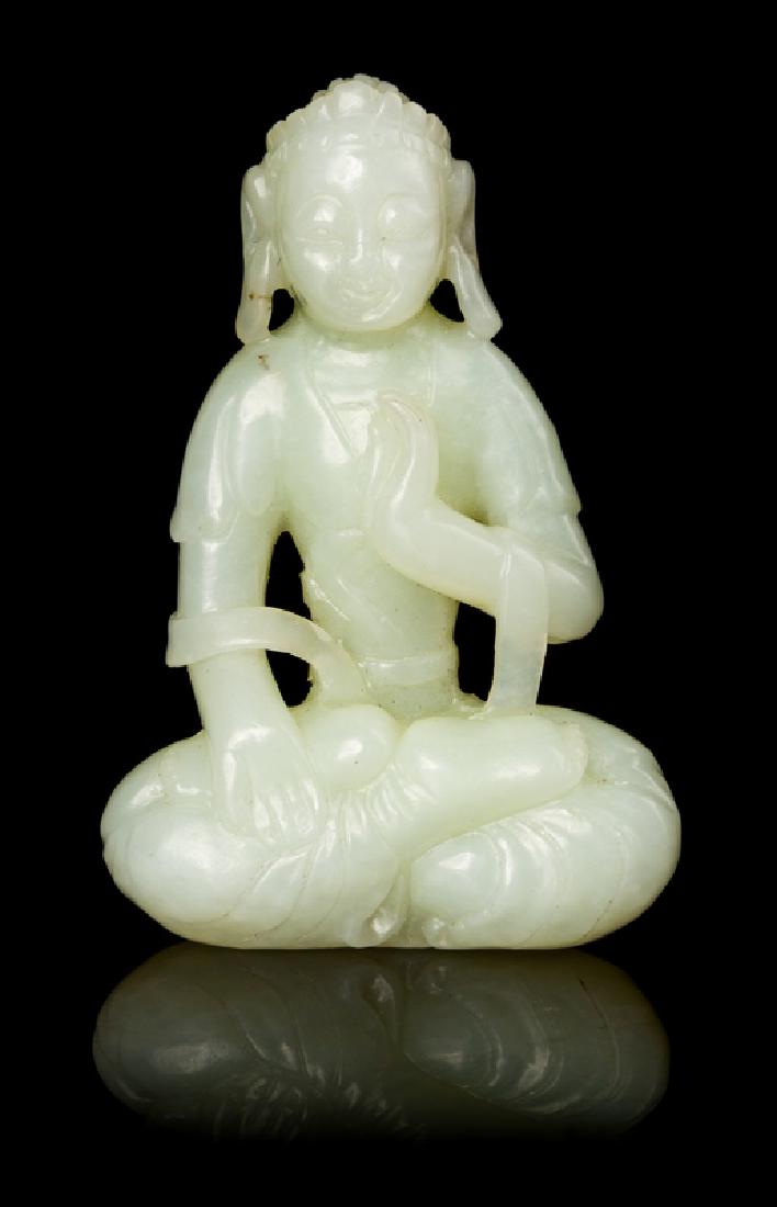 A Chinese Pale-Celadon Jade Figure of Buddha LATE 19TH (1 of 1)