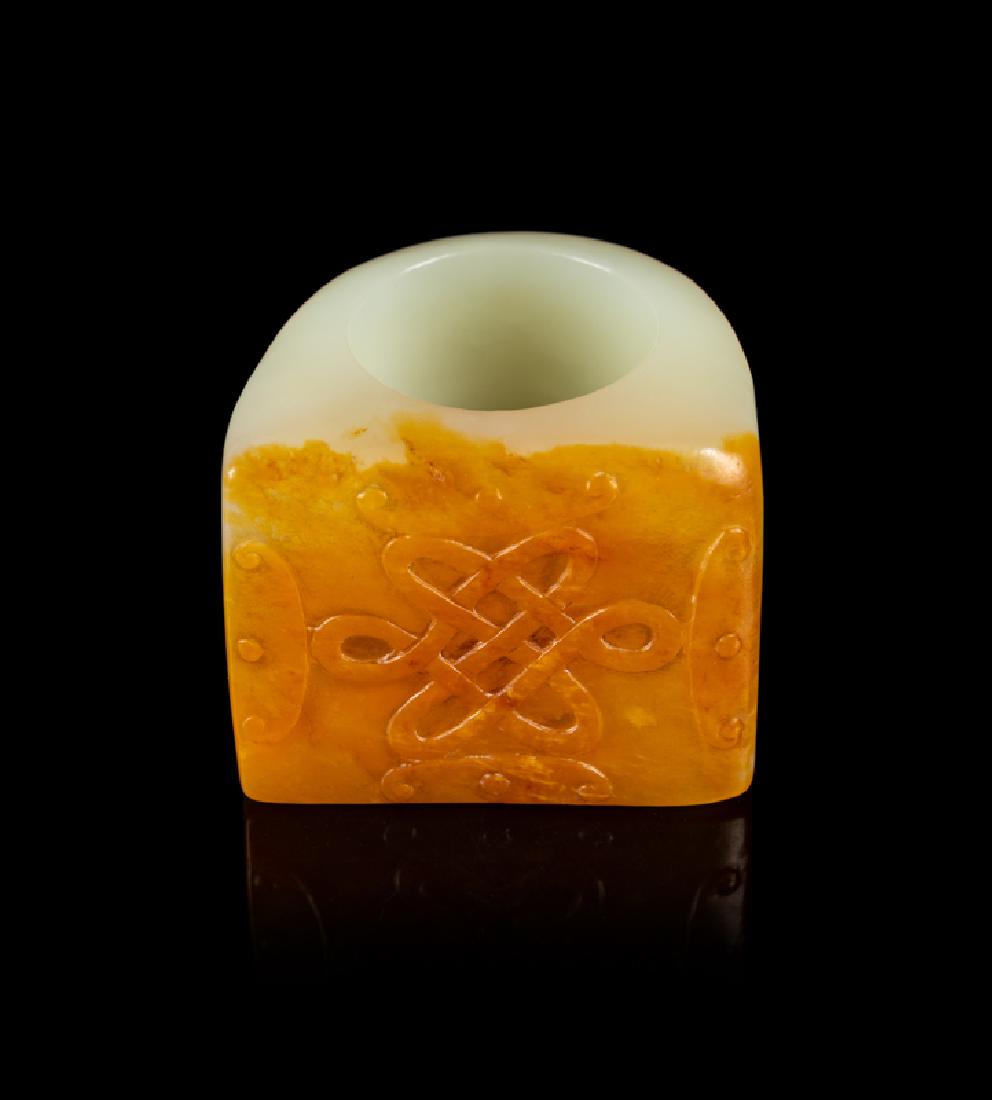 A Chinese Russet and White Jade Archer€™s Ring 20TH (1 of 2)