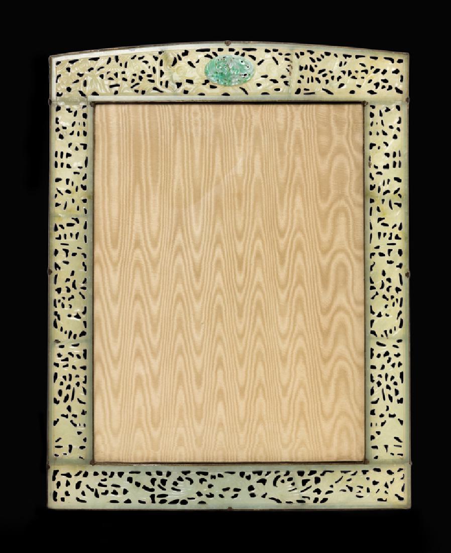 A Chinese Carved Jade and Jadeite Inset Picture Frame (1 of 1)