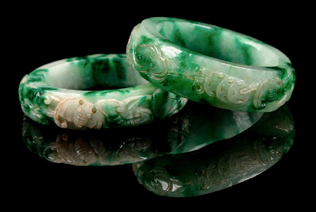 Two Chinese Apple Green and Pale Celadon Jadeite (1 of 1)