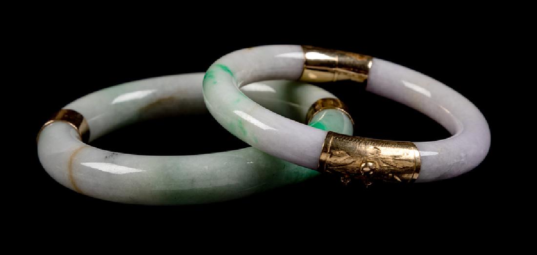 Two Chinese Jadeite Bangles 20TH CENTURY each of (1 of 1)