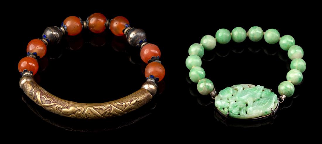 Two Chinese Hardstone Bracelets the first a red agate (1 of 1)