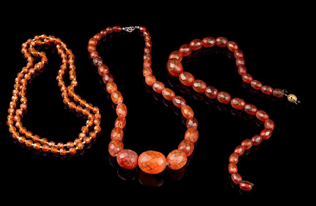 Three Chinese Amber Beaded Necklaces 20TH CENTURY each (1 of 1)