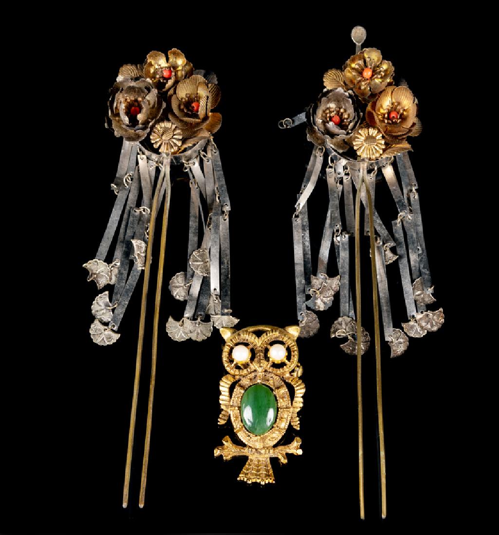 A Group of Three Chinese Metal Jewelry Articles 20TH (1 of 1)