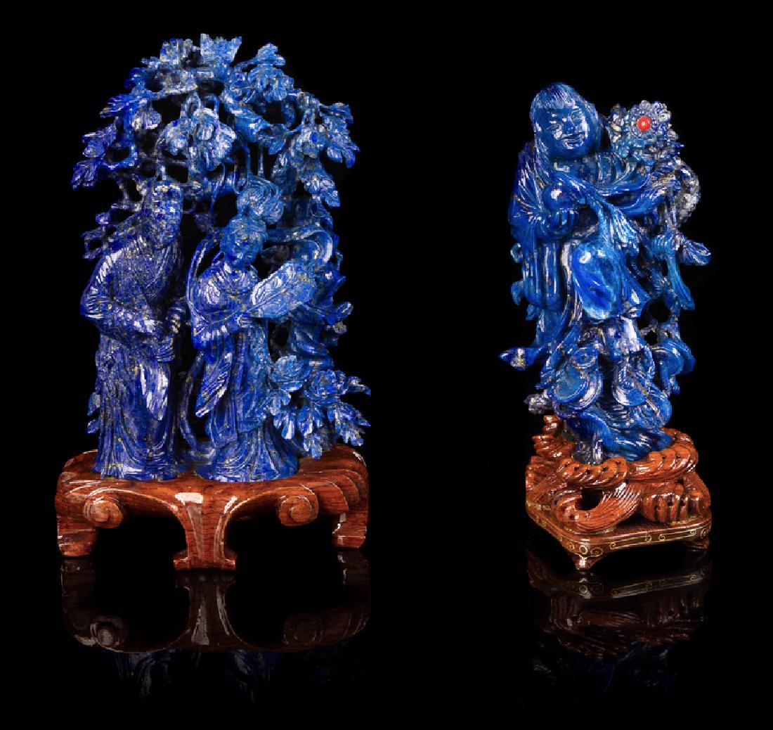 Two Chinese Lapis Lazuli Figures 20TH CENTURY the first (1 of 1)