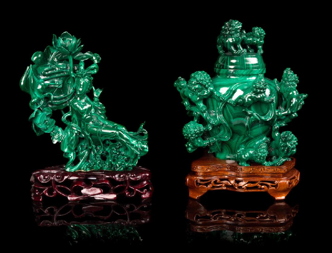 Two Chinese Malachite Carvings 20TH CENTURY the first a (1 of 1)