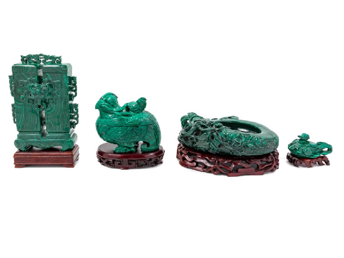 Four Chinese Carved Malachite Vessels the first a (1 of 1)